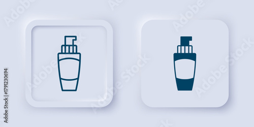 Filled and outline Tube of hand cream icon isolated on grey background. Square button. Vector