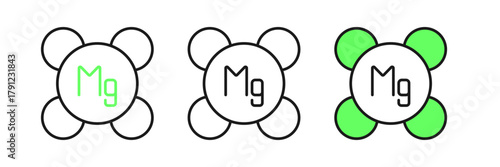 Set line Magnesium chemical element icon isolated on isolated on white background. Vector