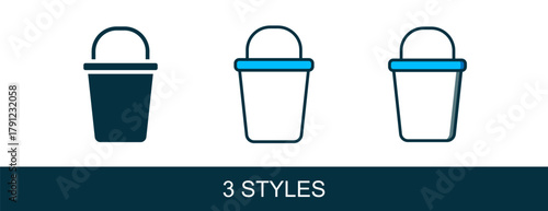 Filled outline Bucket icon isolated on white background. Cleaning service concept. Vector