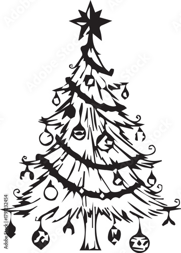 Abstract and ornate Christmas tree vector