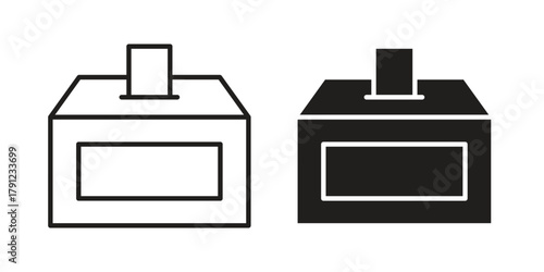 Ballot icons in outline, flat style. Vector EPS
