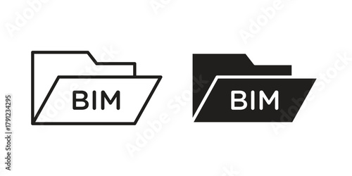 Bim icons in outline, flat style. Vector EPS