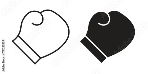 Boxing glove icons in outline, flat style. Vector EPS
