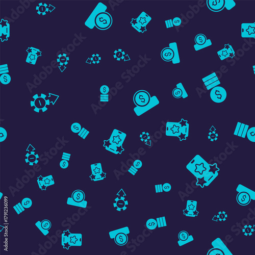 Set Casino chips, with dollar, Coin money and Online sports betting on seamless pattern. Vector