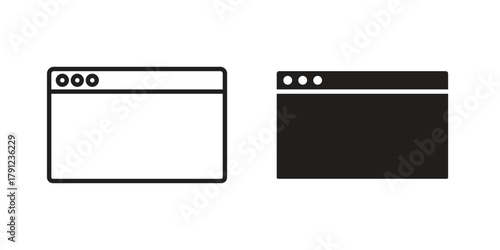 Browser icons in outline, flat style. Vector EPS