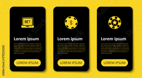 Set Casino chips, with dollar and Online sports betting. Business infographic template. Vector