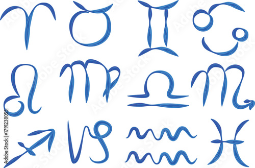 blue colorful hand drawn pattern creative astrology signs