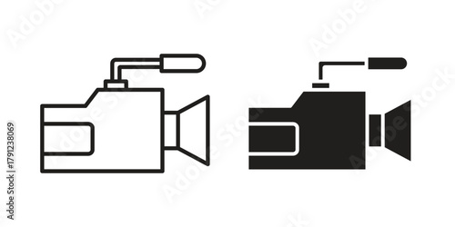 Camcorder icons in outline, flat style. Vector EPS