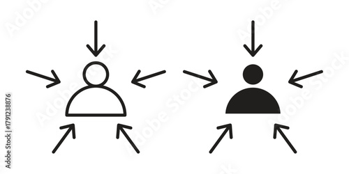 Centric consumer icons in outline, flat style. Vector EPS