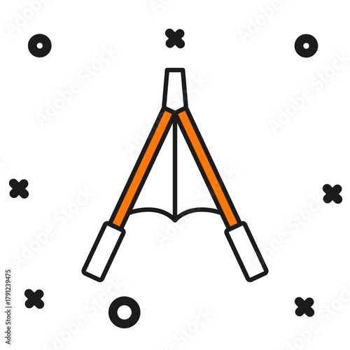 Filled outline Air blower bellows icon isolated on white background. Flat filled outline style with shadow. Vector