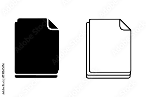 Stack of papers silhouette and outline icon set