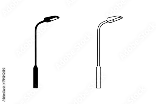 Street light silhouette and outline icon vector illustration