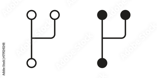 Code branch icons in outline, flat style. Vector EPS