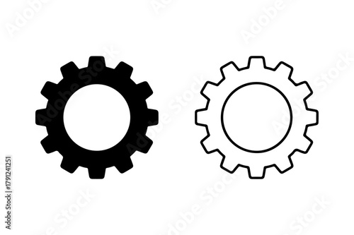 Gear cog silhouette and outline icon set