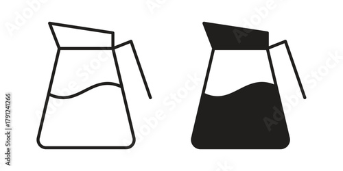 Coffee pot icons in outline, flat style. Vector EPS
