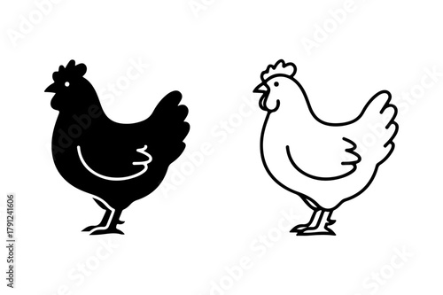 Chicken silhouette and outline icon vector design
