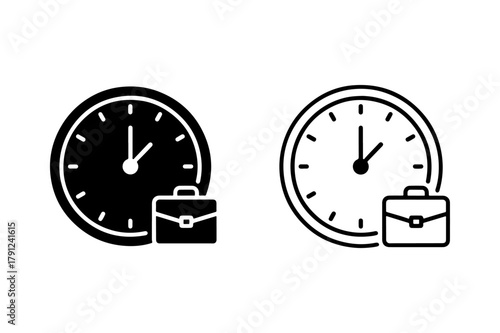Clock silhouette and outline icon set