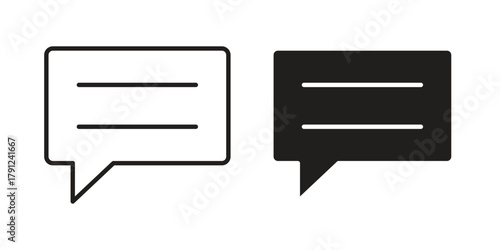 Comment icons in outline, flat style. Vector EPS