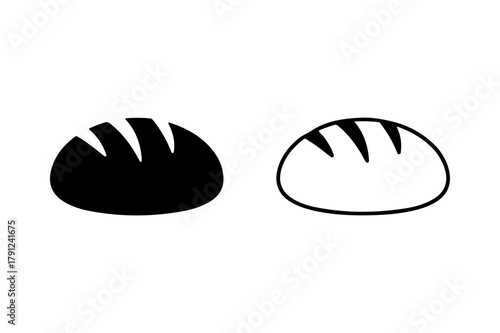 Bread silhouette and outline icon vector design