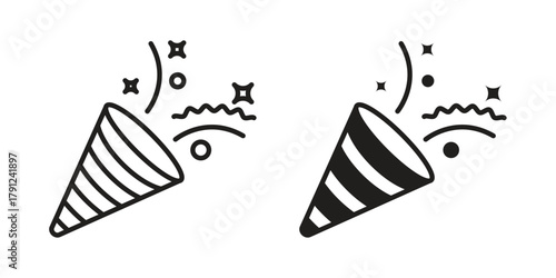 Confetti icons in outline, flat style. Vector EPS
