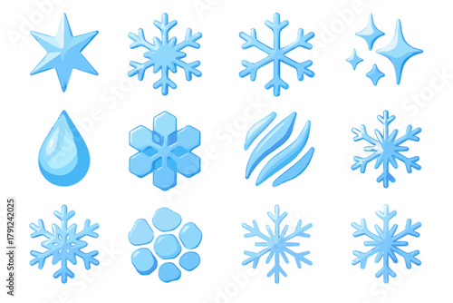 Labels d ice crystal characters no full icon vector letters models cohesive