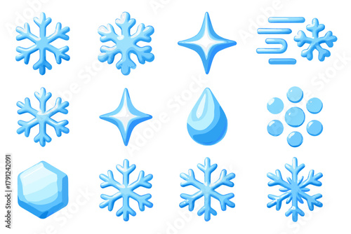 Winter d marks characters vector no full geometric crystal icon layout captions