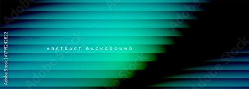 Blue and green abstract modern wide ribbed banner. Vector illustration background with bright gradient