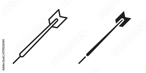 Dart icons in outline, flat style. Vector EPS