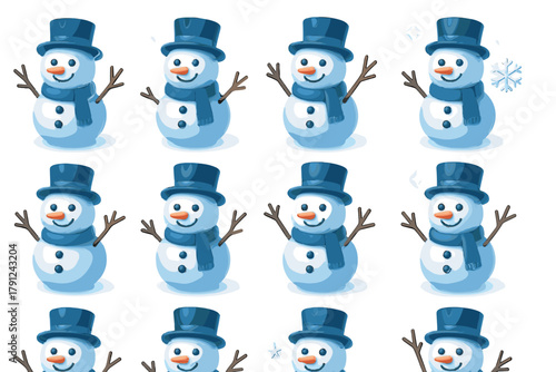 Frosted digital snowman characters icons icon text any style cohesive no vector