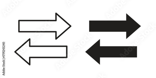 Data transfer icons in outline, flat style. Vector EPS