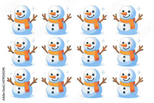Snow style flat cohesive models layout workstation icons buddy vector no numbers