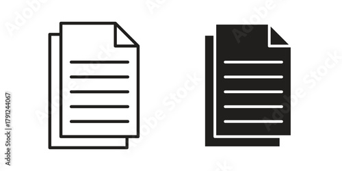 Document icons in outline, flat style. Vector EPS