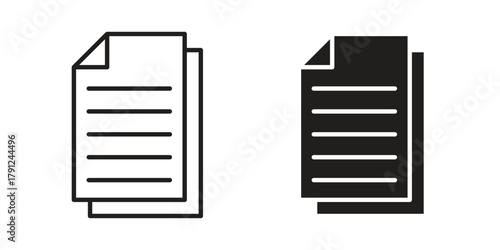Duplicate icons in outline, flat style. Vector EPS