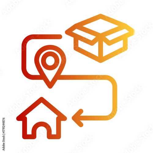 Shipping Delivery Map Pointer icon from the Customer Development icon collection (Outline Gradient Style)