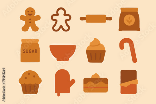 Speech cohesive icon christmas text baking icons vector workstation illustration flat no