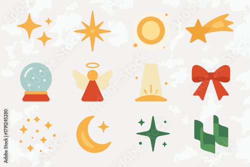 Letters full vector layout magical icons numbers icon christmas style chinese no