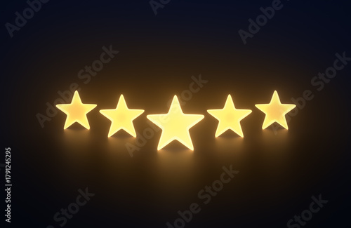 All Stars - Five Glowing Gold Stars on a Dark Background
