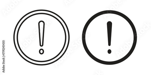 Exclamation interface icons in outline, flat style. Vector EPS