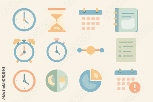 Labels characters models management vector speech warm tools workstation icons time icon