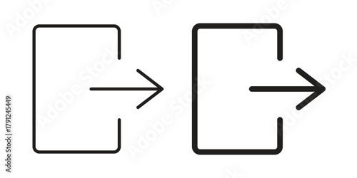Exit icons in outline, flat style. Vector EPS