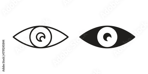 Eye icons in outline, flat style. Vector EPS