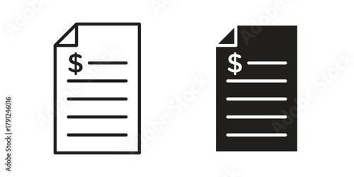 File invoice icons in outline, flat style. Vector EPS