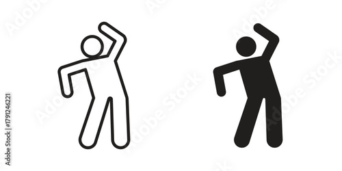 Fitness exercise icons in outline, flat style. Vector EPS