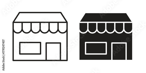 Franchise icons in outline, flat style. Vector EPS