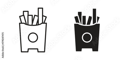 French-fries icons in outline, flat style. Vector EPS