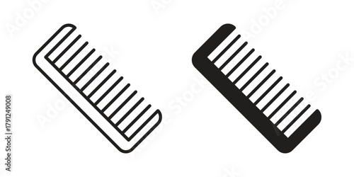 Hair brush icons in outline, flat style. Vector EPS