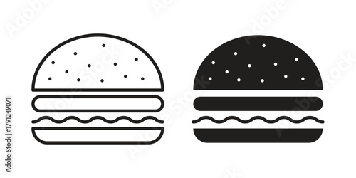 Hamburger icons in outline, flat style. Vector EPS