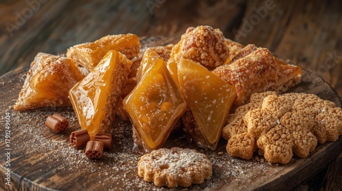 Delightful Sweet Treats on Rustic Wooden Platter