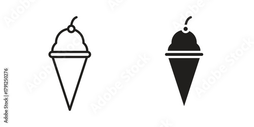 Ice cream icons in outline, flat style. Vector EPS