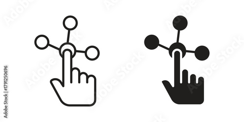 Interactive icons in outline, flat style. Vector EPS